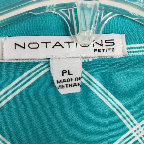Notations Womens Shirt Top Button Down Blue Check Roll Tab Long Sleeve Petite PL - Picture 13 of 13
